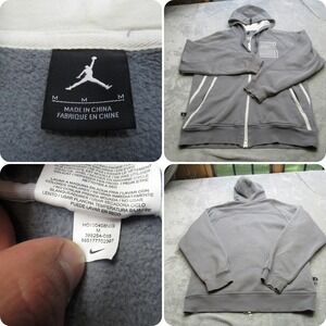Jordan‎ Hoodie Mens Medium Gray 23 Graphic Pockets Full Zip Fleece Sweatshirt